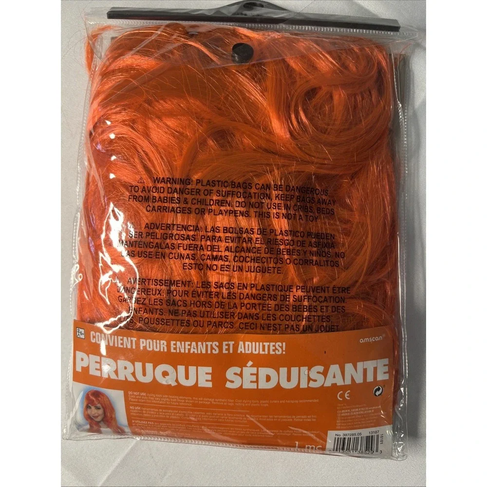 Orange Wig Long Bob Wig Halloween Fits Adult Child Costume  Accessory